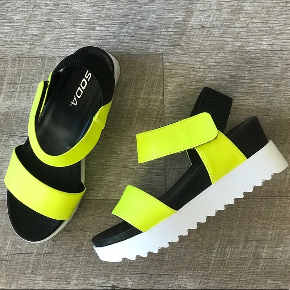 Neon Easy Strap Open Toe Lug Platform Sport Sandal - Picture 2 of 9